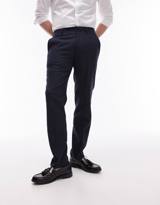 Stretch Slim Textured Suit Trousers