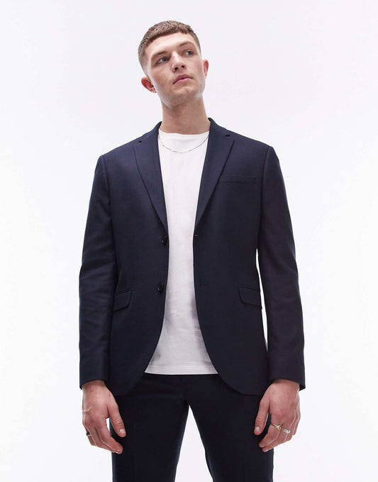 Skinny Textured Suit Jacket