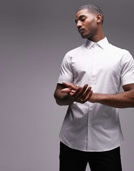 Short Sleeve Formal Slim Stretch Fit Shirt