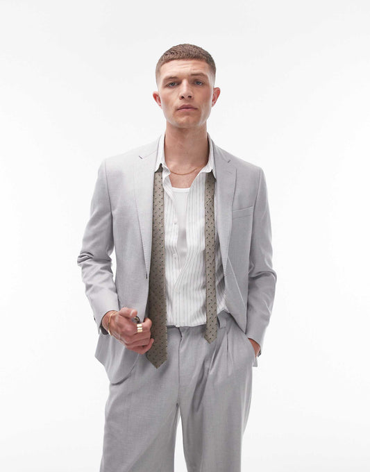 Slim Linen Blend Suit Jacket