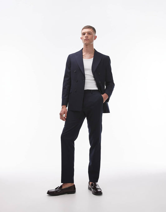Linen Blend Mix Slim Suit Trouser