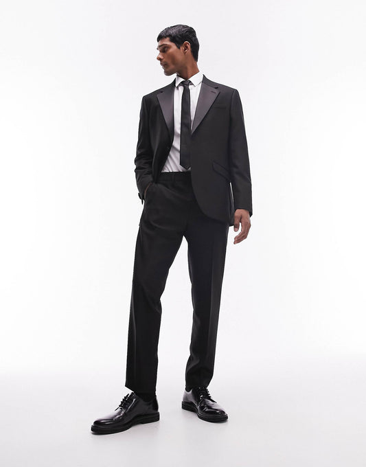 Slim Tux Suit Trousers With Tonal Sateen Side Stripe