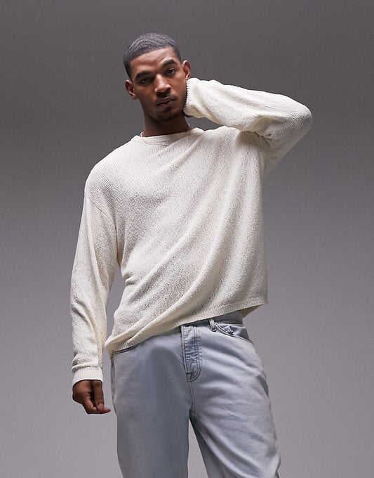 Long Sleeve Textured Boucle Jumper