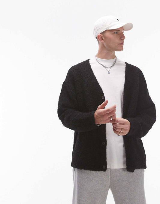 Relaxed Fit Boucle Cardigan