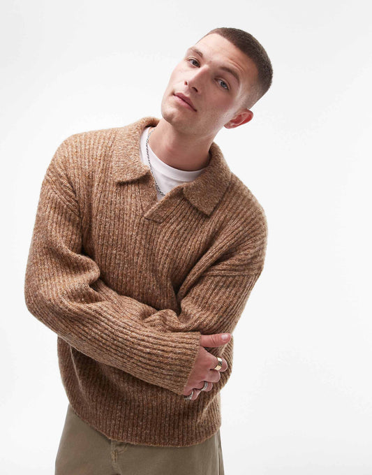 Relaxed Open Collar Jumper
