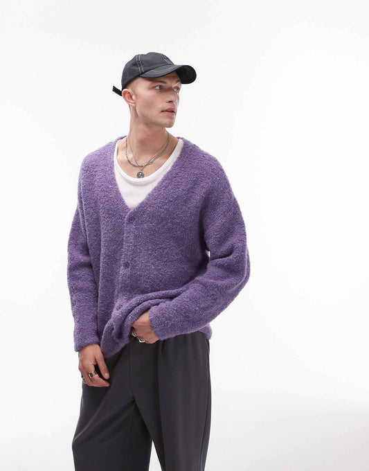 Relaxed Fit Boucle Cardigan