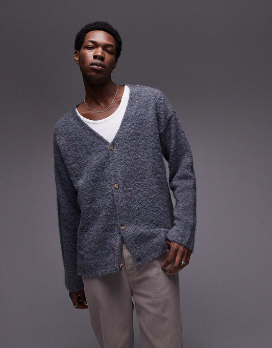 Relaxed Brushed Boucle Cardigan