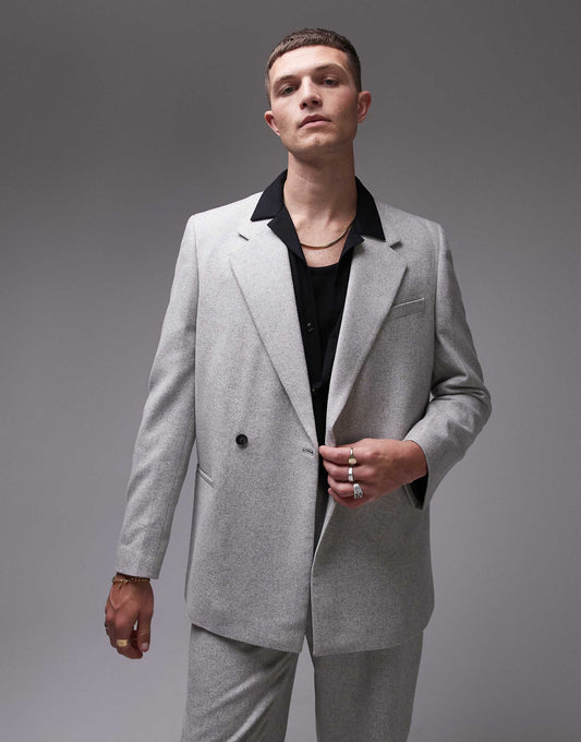 Premium Wool Mix Oversized Double Breasted Suit Jacket