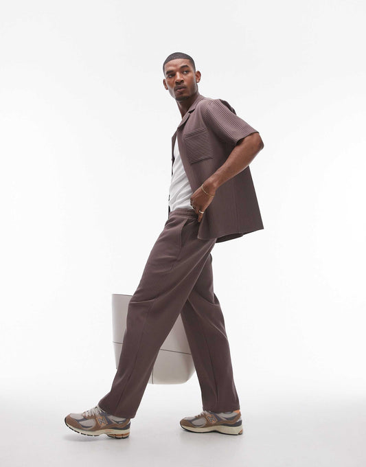 Co-Ord Wide Leg Plisse Trousers