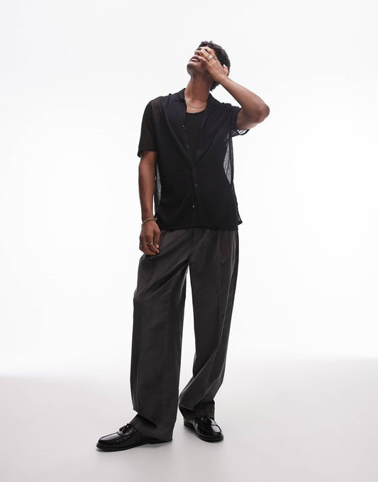 Pleat Wide Leg Trouser