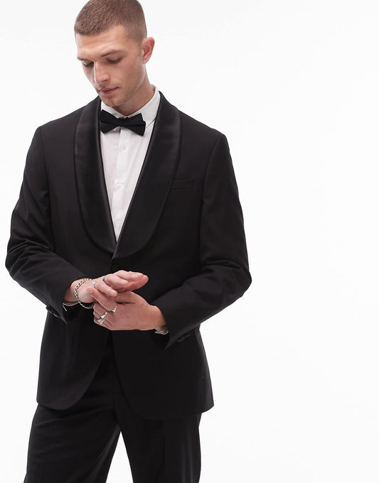 Premium Boxy Wool Mix Shawl Tux Suit Jacket