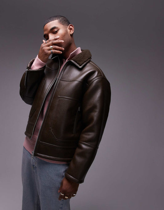 Relaxed Shearling Jacket With Pocket