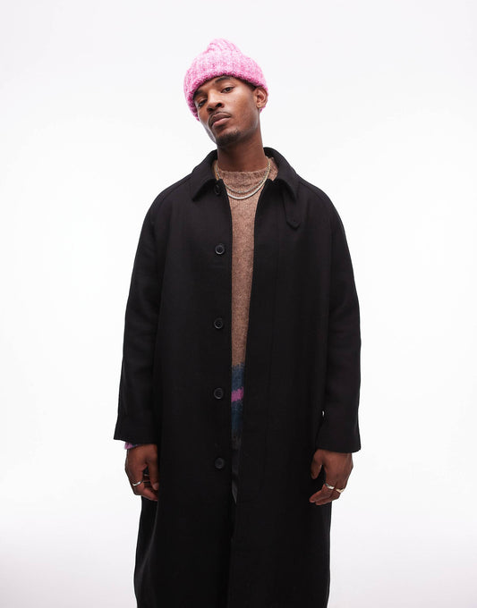 Oversized Car Coat With Wool