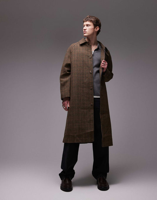 Wool Check Car Coat