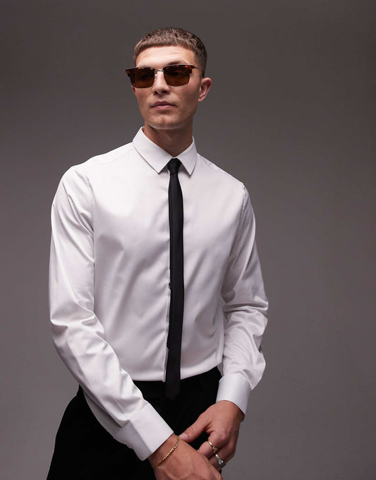 Long Sleeve Formal Slim Sateen Shirt