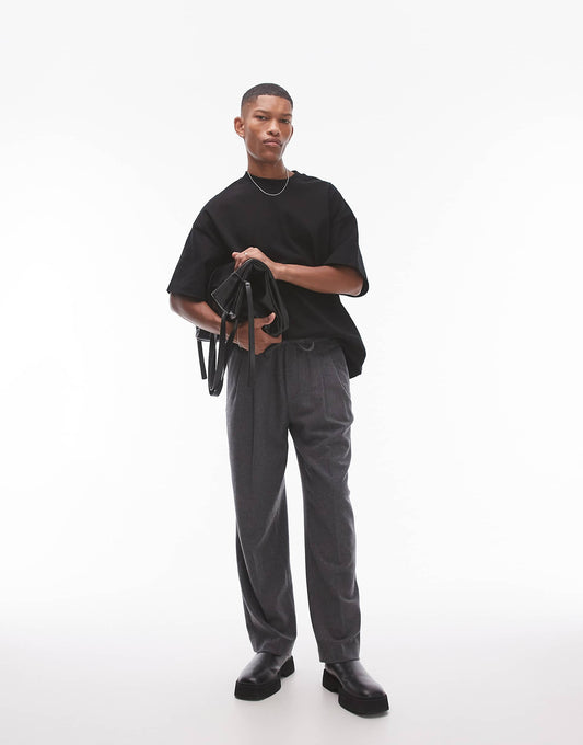 Premium Wool Mix Wide Leg Trousers