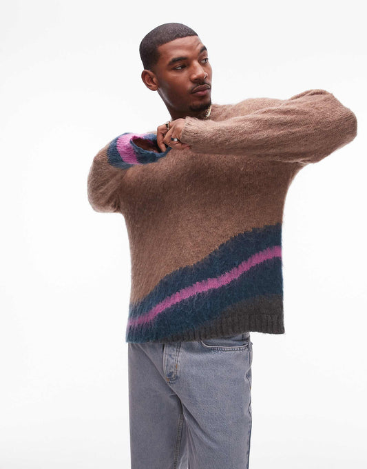 Fluffy Abstract Crew Jumper