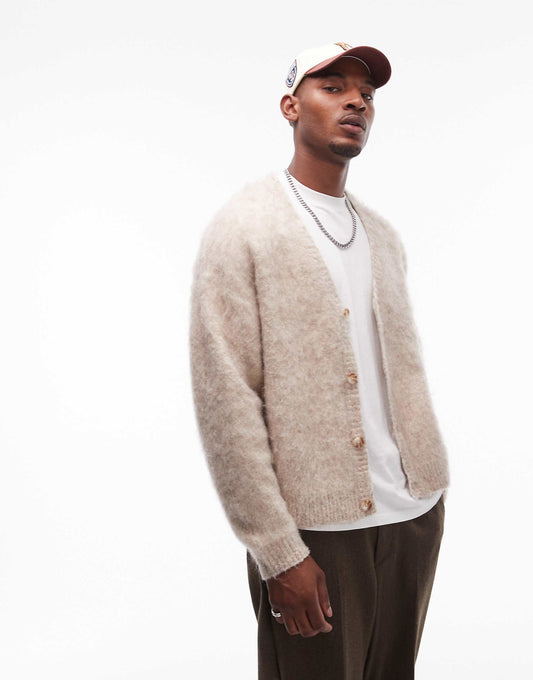 Relaxed Fit Heavily Brushed Cardigan