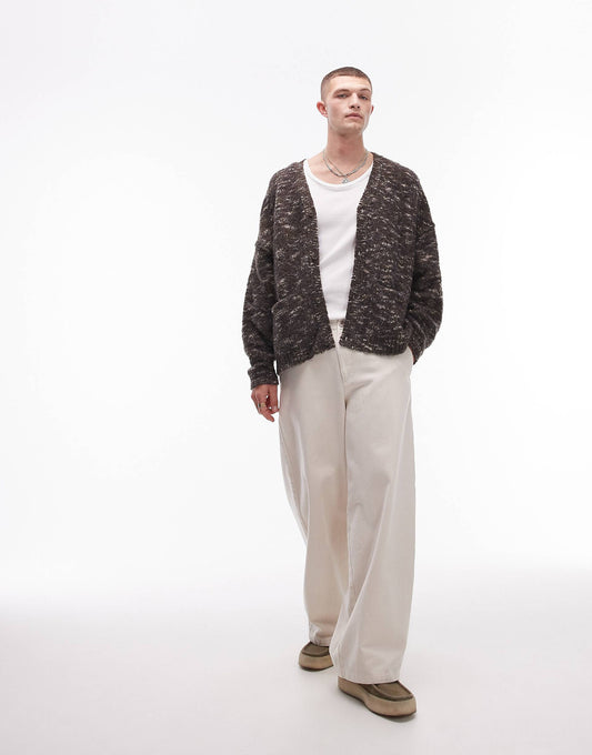 Relaxed Fit Boucle Pattern Cardigan