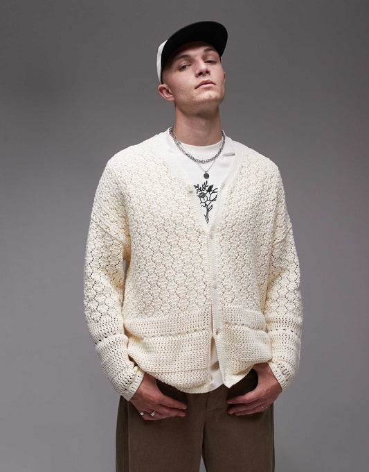 Knitted Crochet Cardigan With