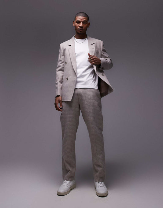 Straight Fit Textured Suit Trousers