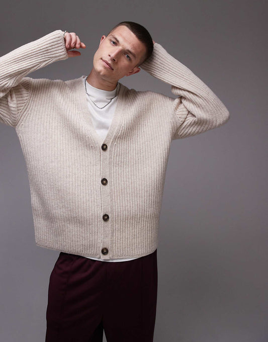 Premium Lambswool Ribbed Cardigan