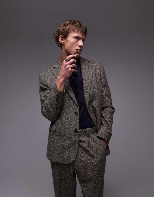 Relaxed Textured Suit Blazer