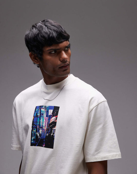 Oversized Fit T-Shirt With Tokyo Street Print