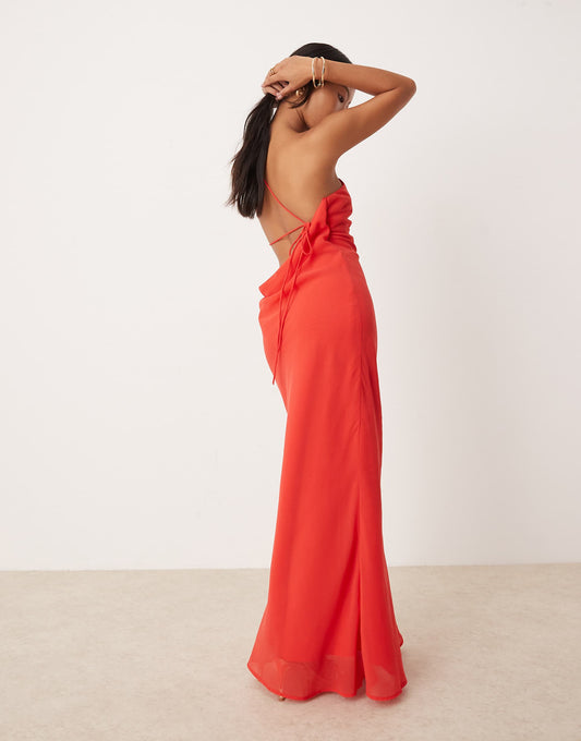 Petite One Shoulder Maxi Dress With Open Back