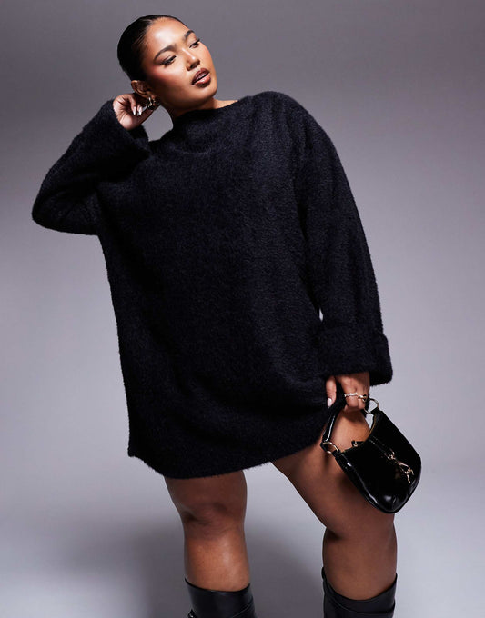 Curve Supersoft Fluffy Slouchy Jumper Mini Dress