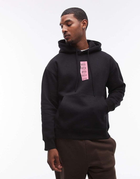 Oversized Fit Hoodie With Raffle Ticket Print