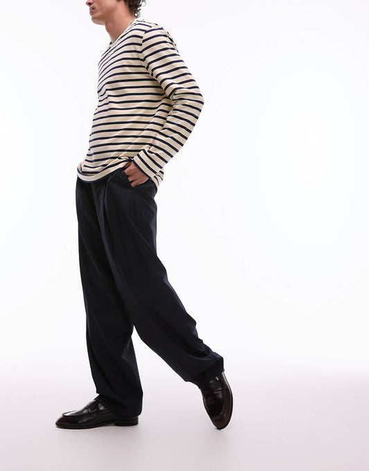 Smart Wide Leg Pleated Trousers