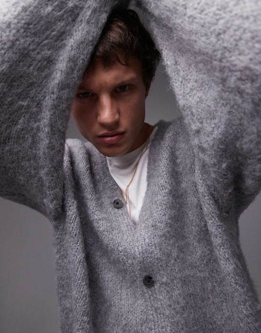 Knitted V Neck Cardigan With Double Front Pockets