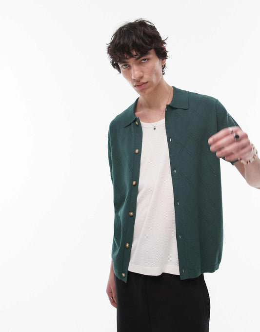 Knitted Pattern Crochet Shirt