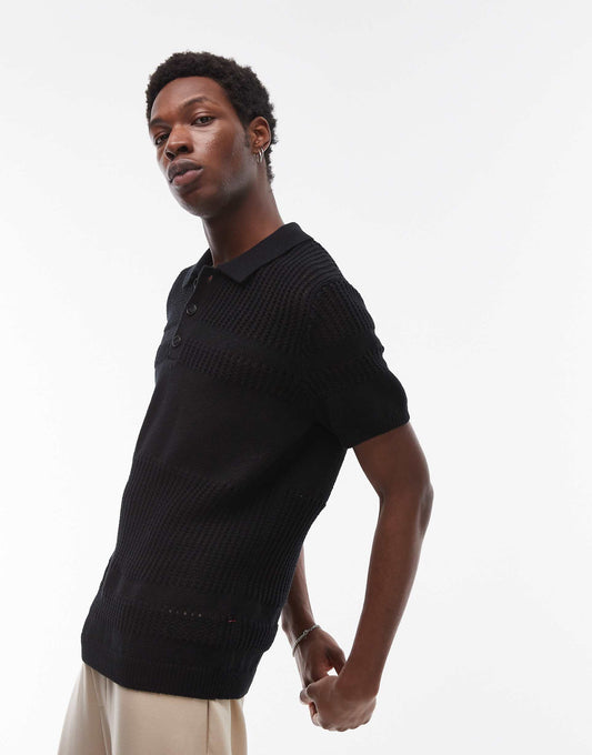 Knitted Ladder Crochet Polo