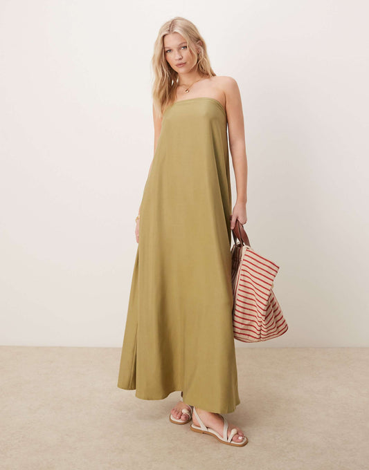 Cupro Bandeau Maxi Dress