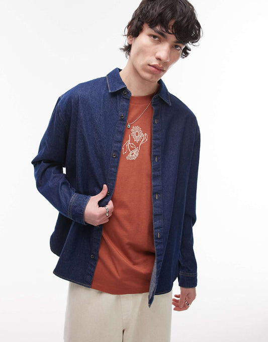 Long Sleeve Washed Canvas Overshirt