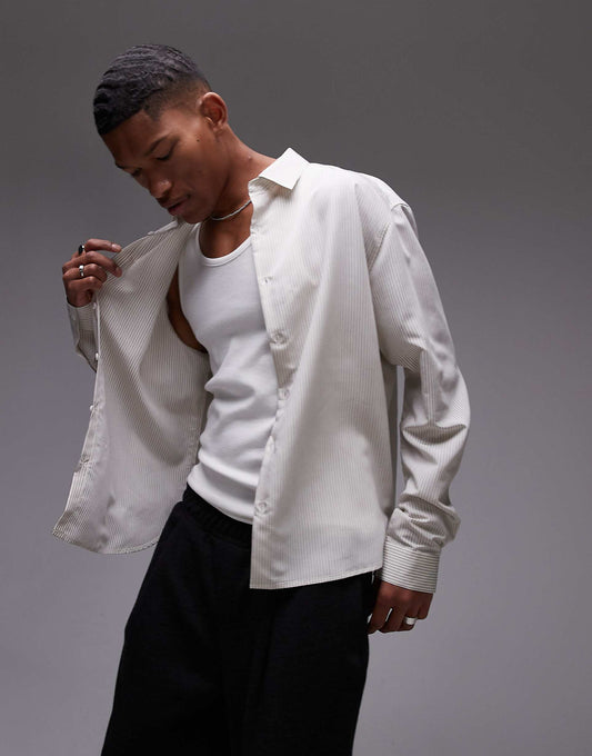 Long Sleeve Mini Stripe Relaxed Shirt
