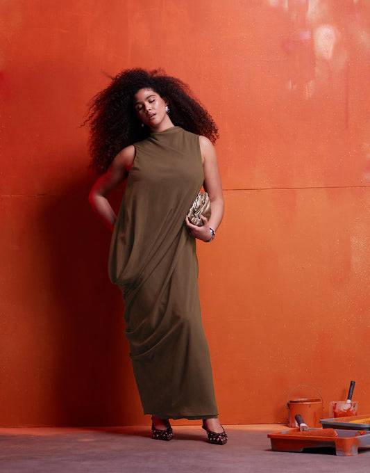 Curve Sleeveless Asymmetric Sheer Dress