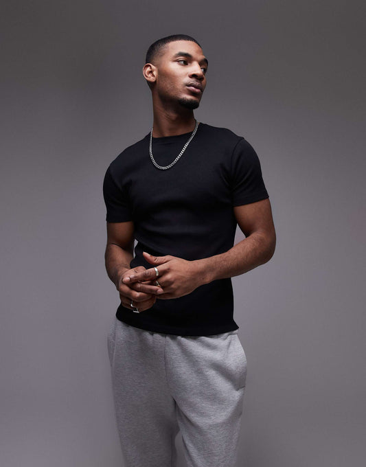 Skinny Fit Ribbed T-Shirt