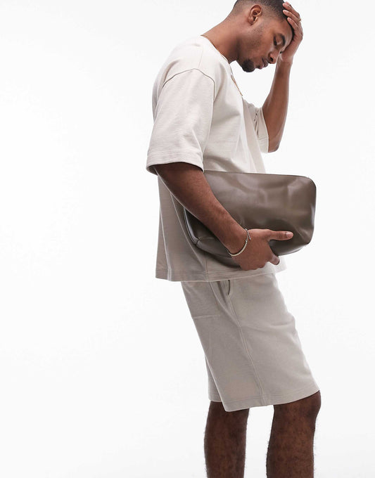 Oversized Fit Linen Blend Short Sleeve Sweatshirt