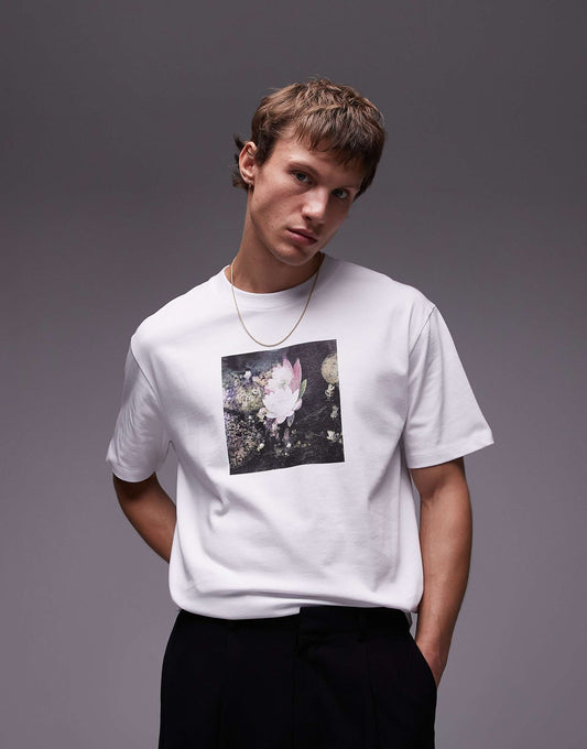 Premium Oversized Fit T-Shirt With Photographic Floral Print