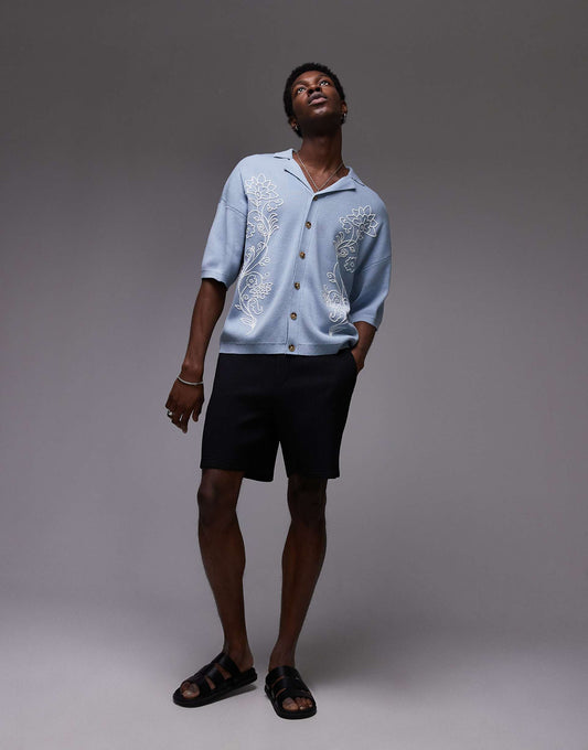Dual Floral Embroidered Revere Polo