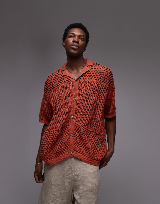 Open Knit Pattern Polo