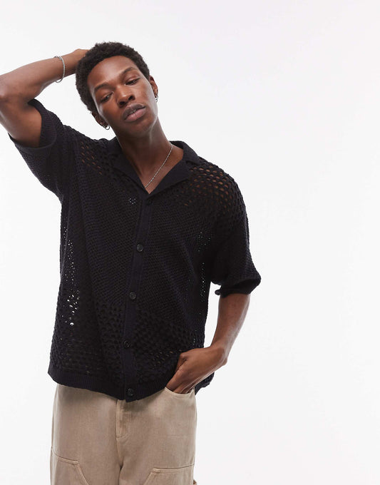 Open Knit Pattern Polo