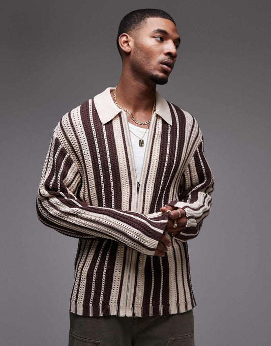 Knitted Long Sleeve Polo