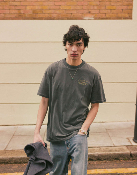 Oversized Fit T-Shirt With Front And Back Swing Tag Print And Embroidery