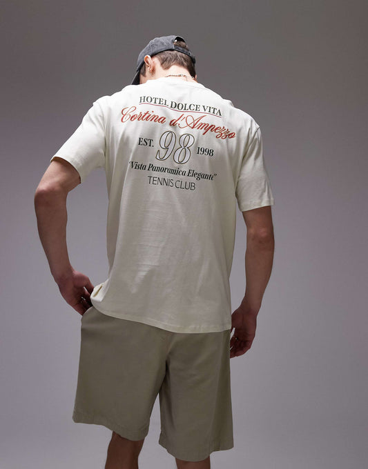 Oversized Fit T-Shirt With Front And Back Hotel Dolce Vita Print