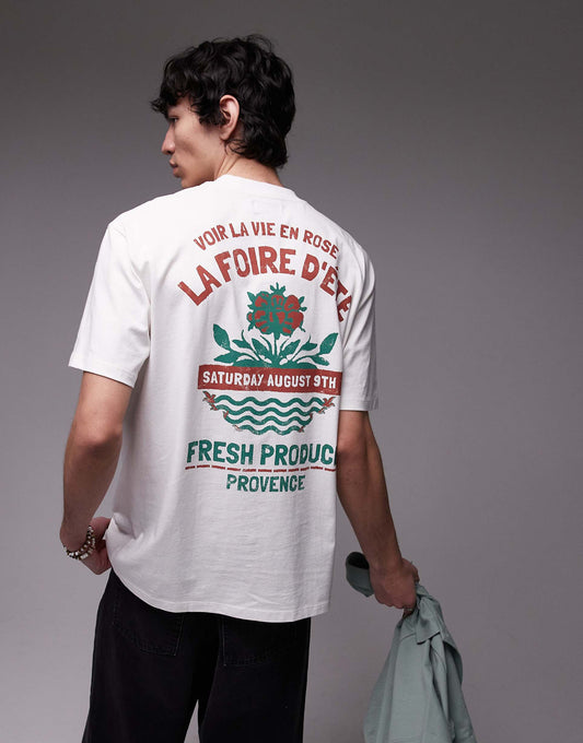 Oversized Fit T-Shirt With Front And Back Roses Print