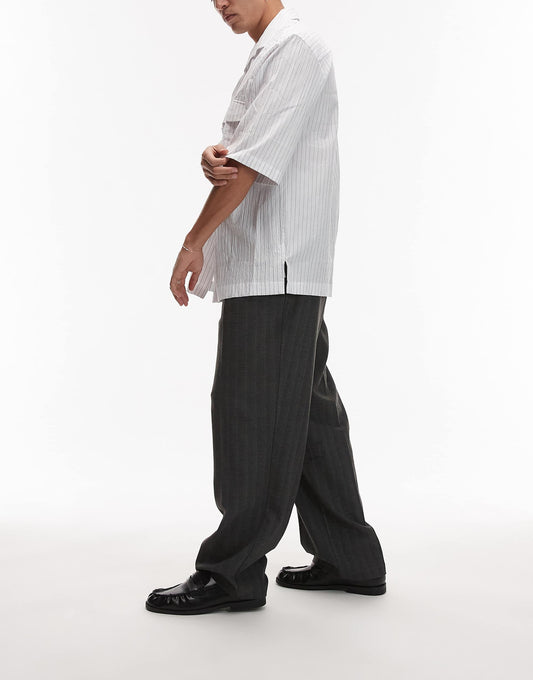 Pinstripe Wide Leg Trousers